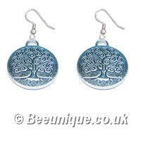 Tree of Life Disc Earrings - Click Image to Close